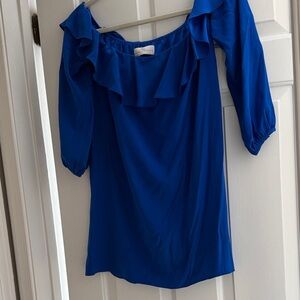 Amanda Uprichard Royal Blue Ruffle Blouse